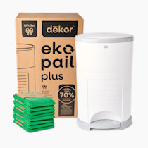 Diaper Dekor Plus Hands-Free Diaper Pail Gift Set | Just Step–Drop–Done | Doesn’t Absorb Odors | Includes 1yr of Refills | Great for Cloth Diapers | 70% Recycled Materials | EKO White