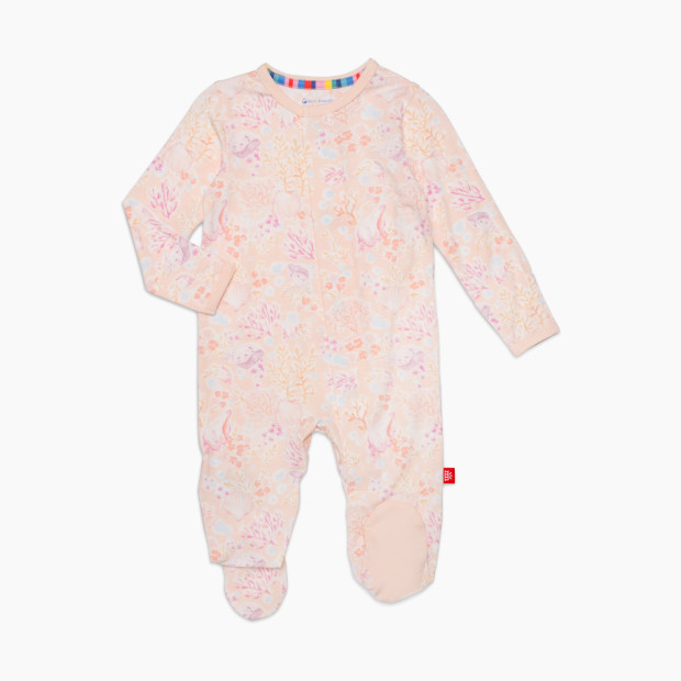 Magnificent Baby Modal Magnetic Footie - Coral Floral, Nb.