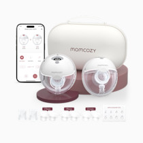 Momcozy M5 Smart APP Controlled Wearable Breast Pump, Hands-Free Wireless Electric Pump, 3 Modes 9 Suction Levels, BPA-Free, Portable Lightweight, 24mm Flange, 2-Pack Quill Gray