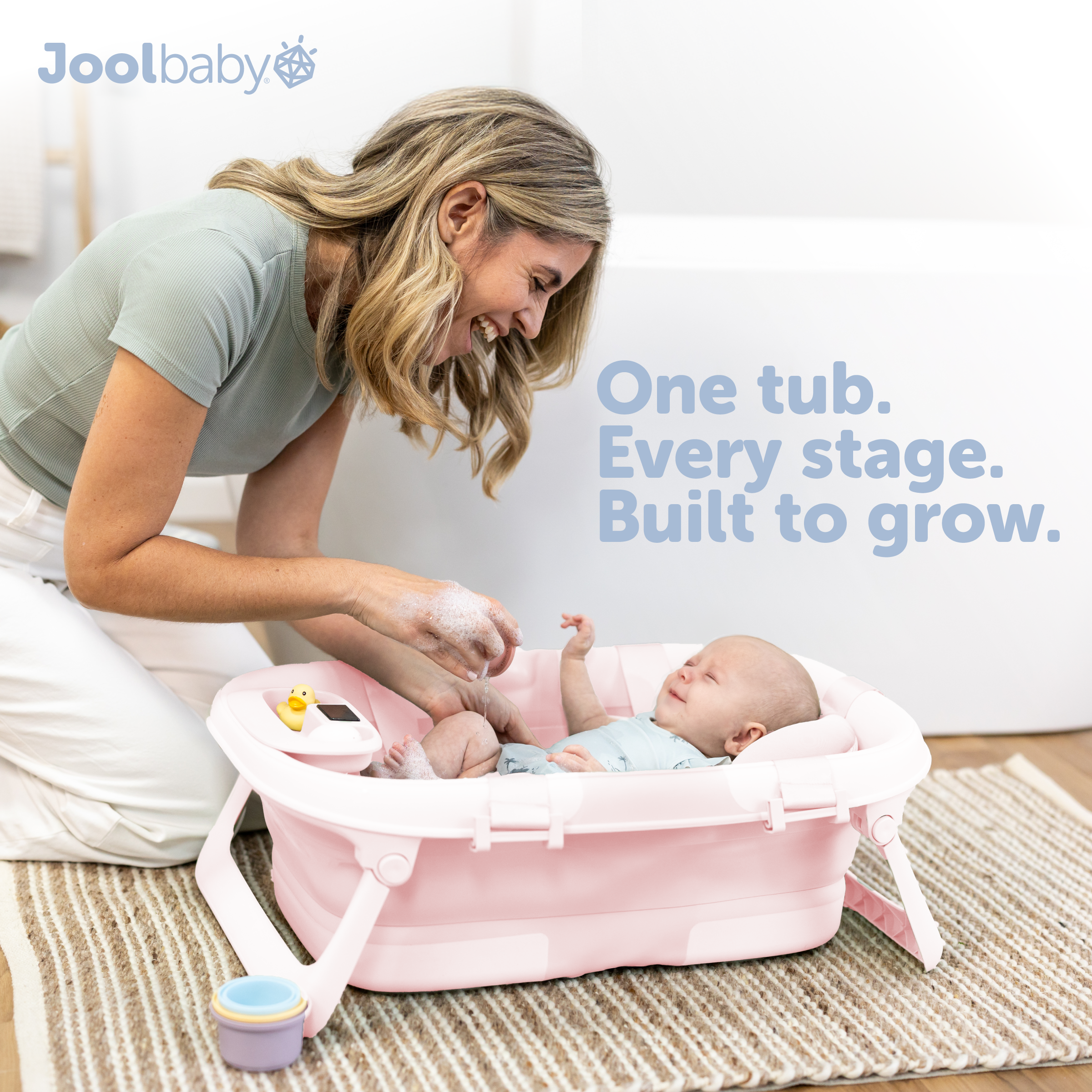 Jool Baby Fold ‘n Store Baby Bathtub With Built-in Thermometer - Pink.