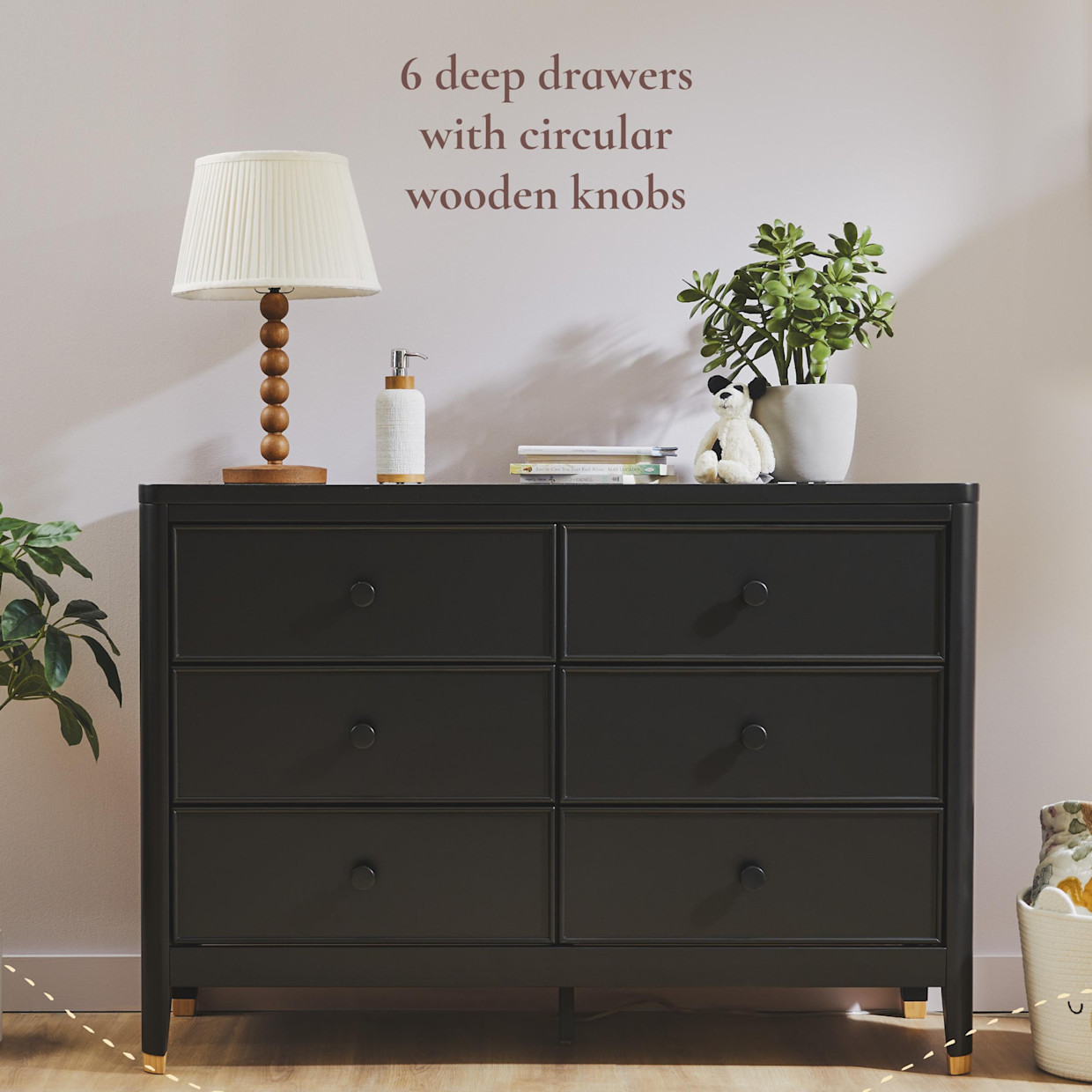 Little Seeds Aster 6-Drawer Dresser - Black.