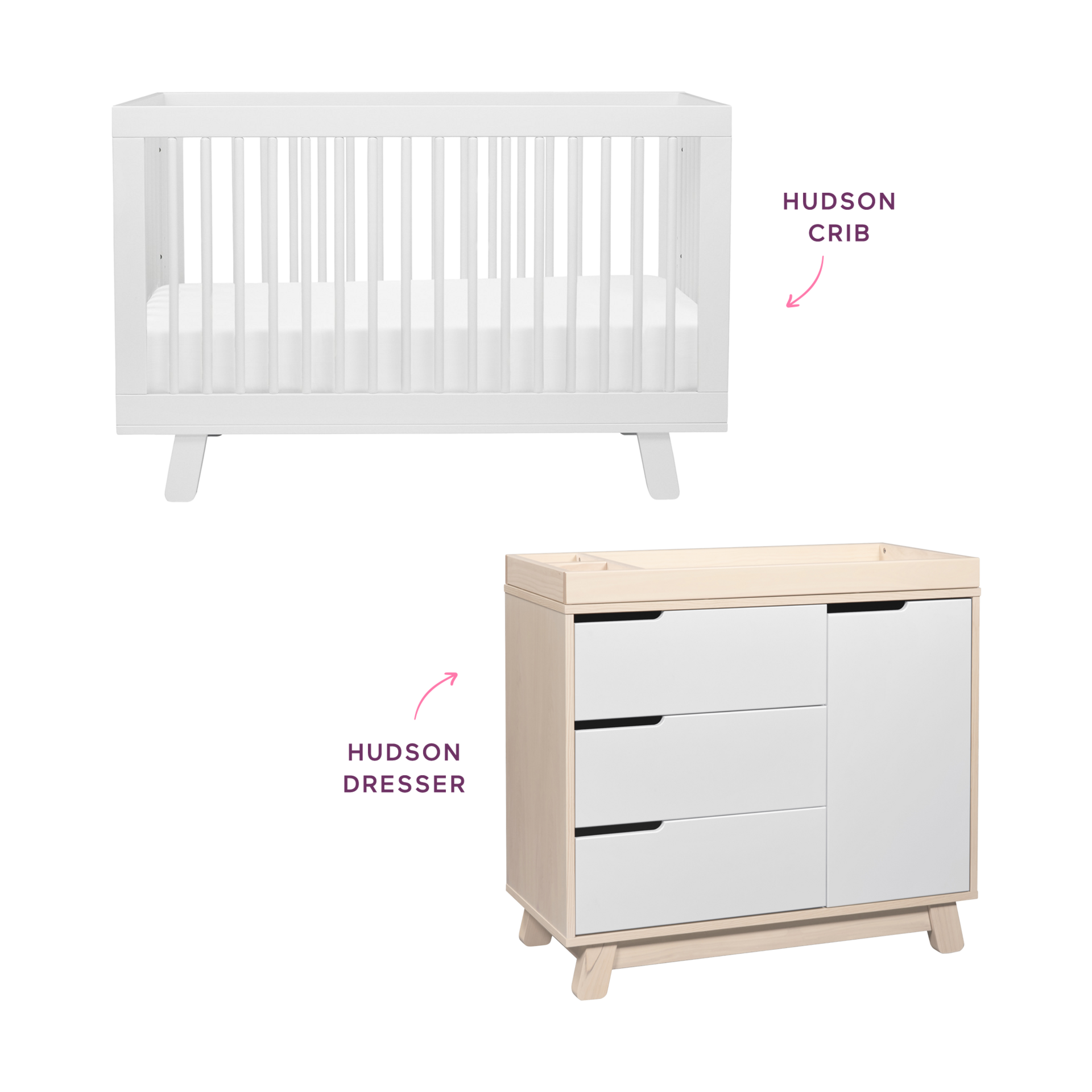 babyletto Hudson Crib & Hudson Dresser Bundle.