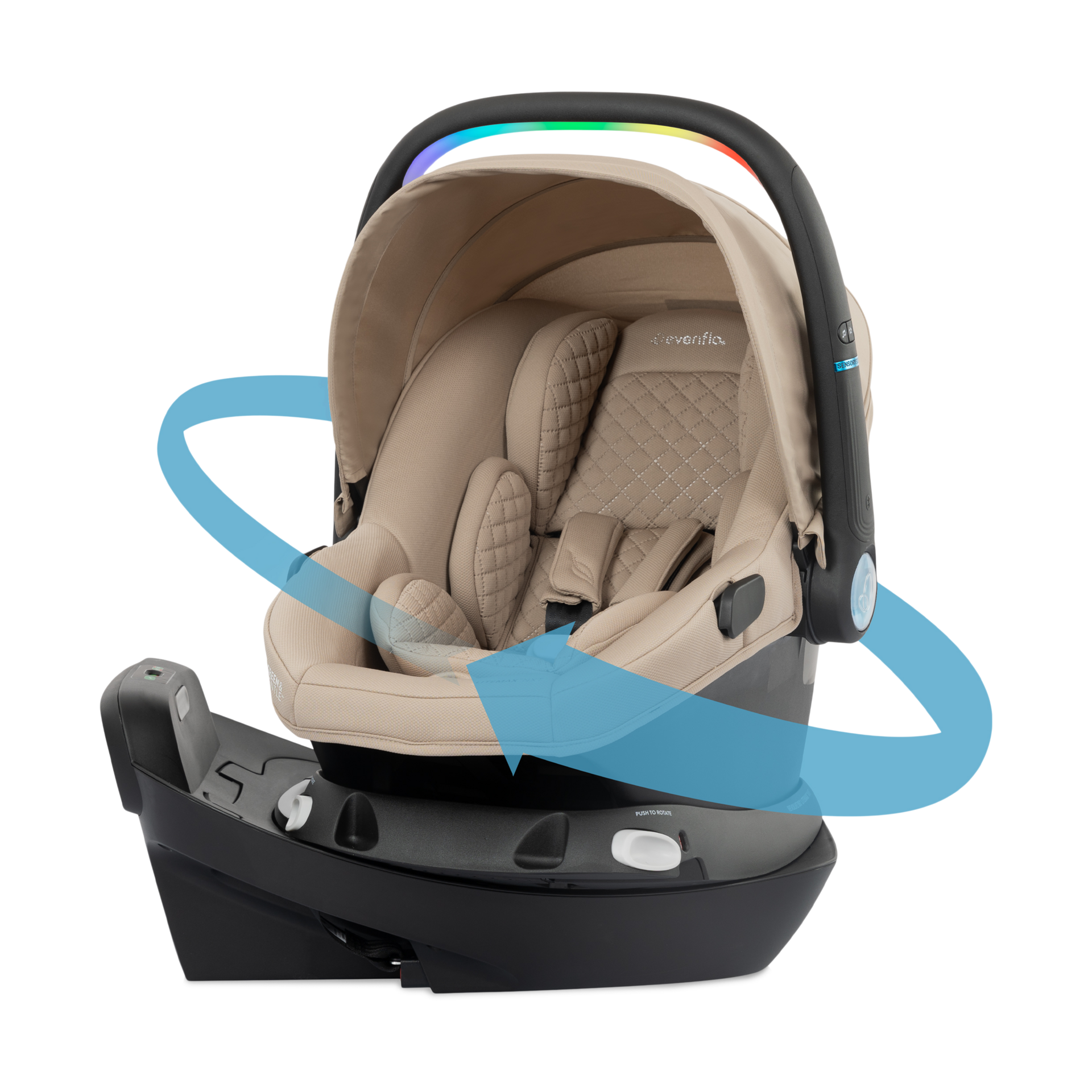 Evenflo Revolve180 LiteMax NXT Rotational Infant Car Seat with SensorySoothe.