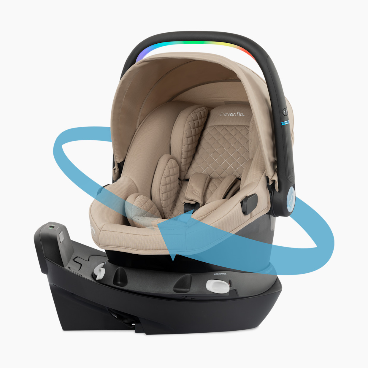 Evenflo Revolve180 LiteMax NXT Rotational Infant Car Seat with SensorySoothe - Topaz.