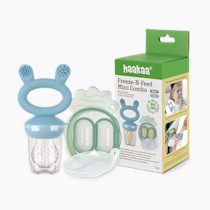 Haakaa Baby Fruit Food Feeder & Mini Freezer Nibble Tray Combo, Breastmilk Popsicle Molds for Baby Cooling Relief, BPA Free Silicone Feeder for Safe Infant Self Feeding, 4 Month+ (Sky Blue)