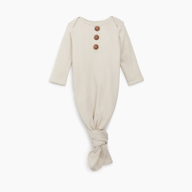 Tiny Kind Waffle Knotted Gown - Oat, 0-3 M.