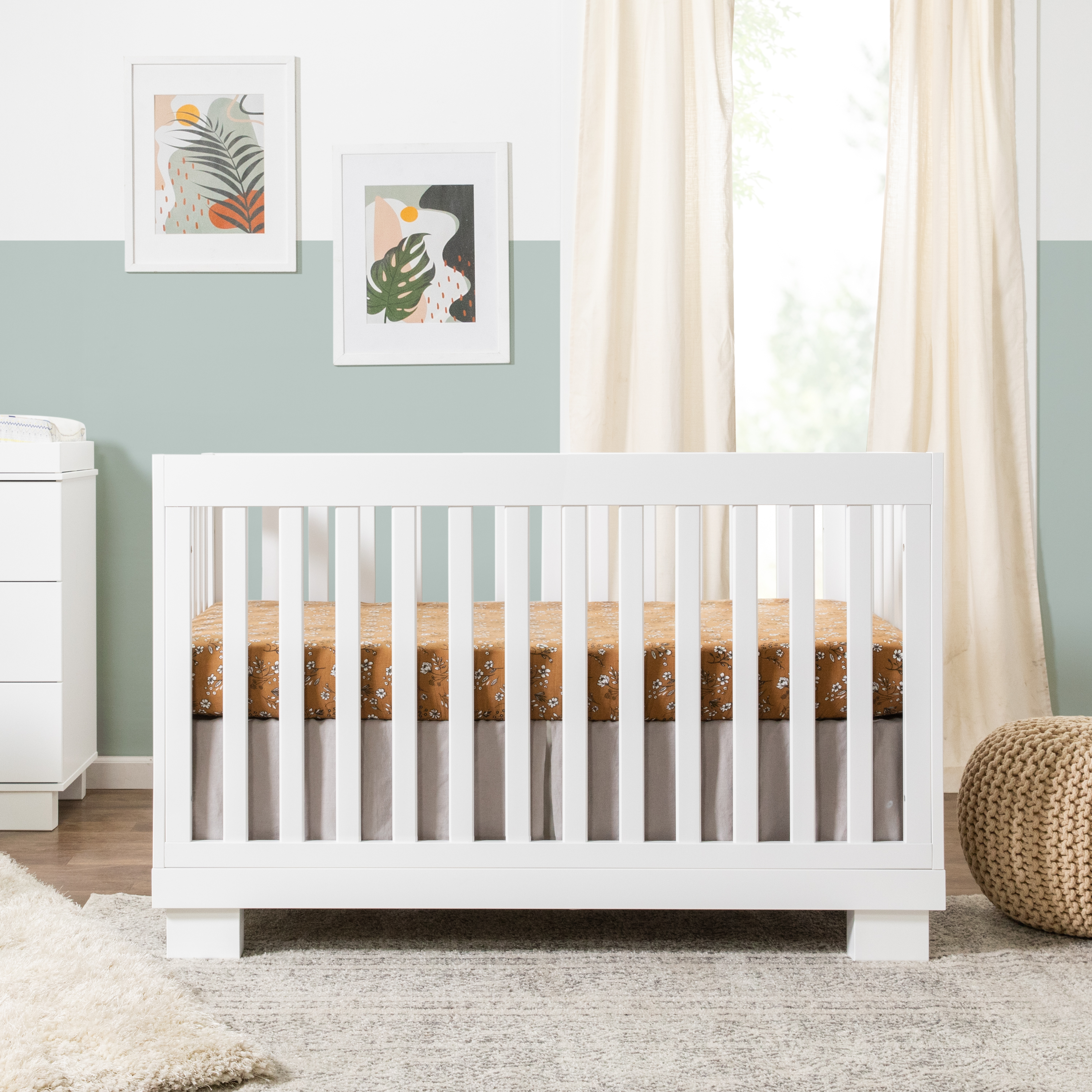 babyletto Modo 3-in-1 Convertible Crib with Toddler Bed Conversion Kit - White.