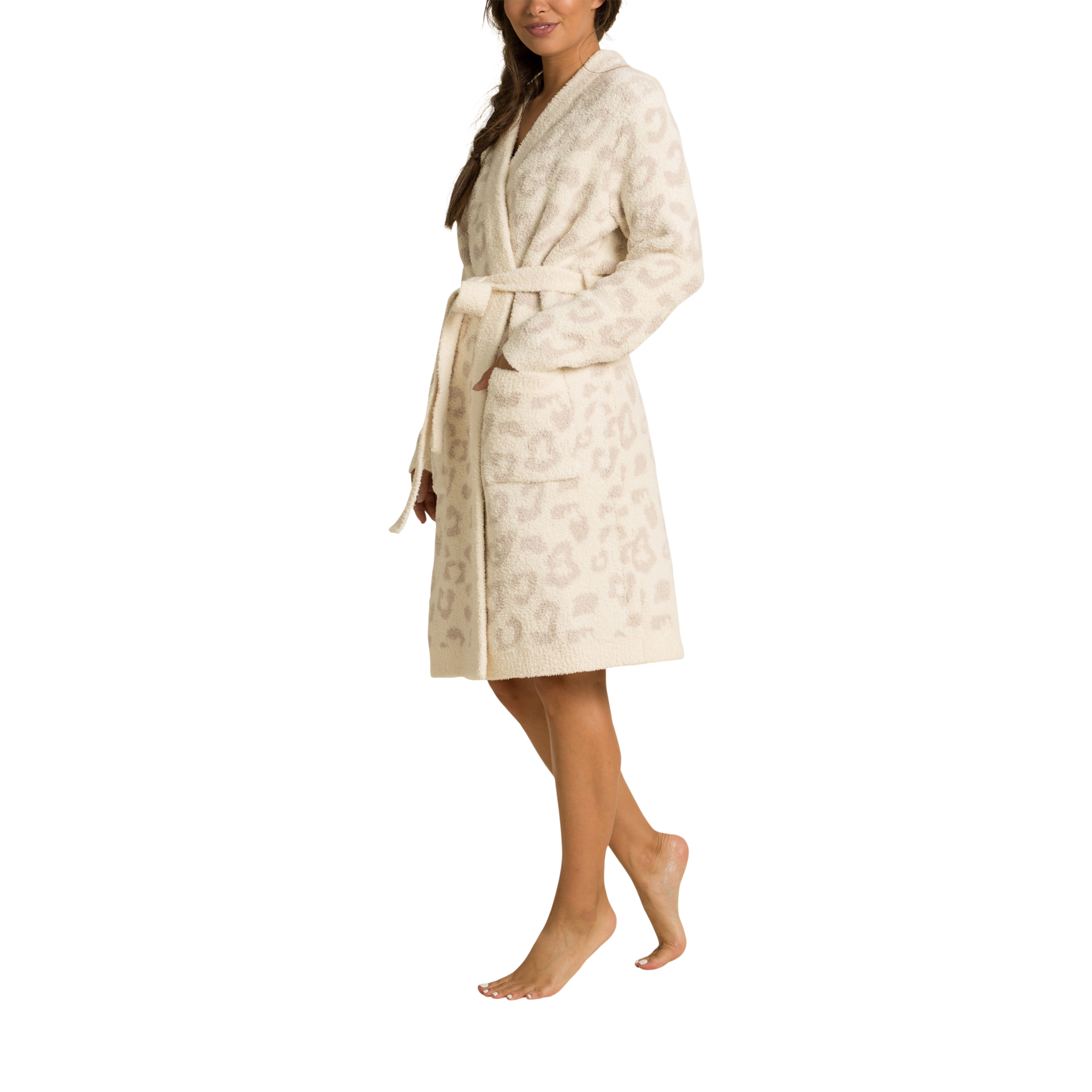 Barefoot Dreams CozyChic Barefoot In The Wild Robe - Cream/Stone, Xl.