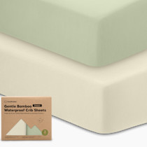2-Pack Waterproof Baby Crib Sheets for Boys, Girls - 52x28 Viscose Derived from Bamboo Toddler Bed Sheet Neutral, Fitted Crib Mattress Protector Cover for Baby Bedding, Soft & Gentle (Avocado)