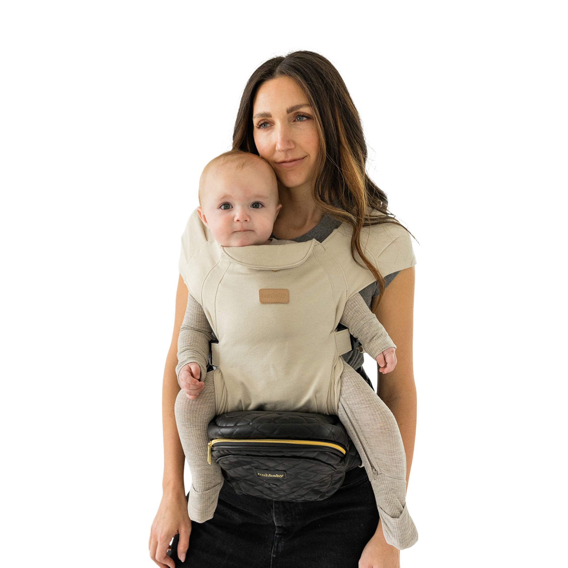 Tushbaby Hip Seat Hands-Free Attachment - Cream.
