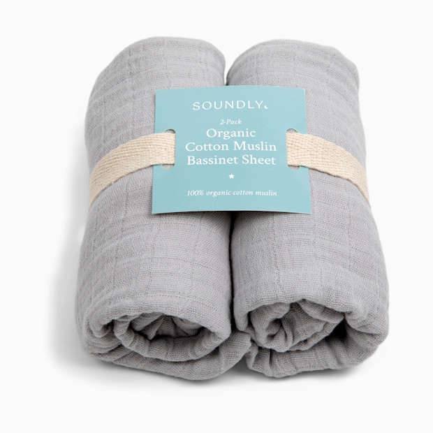 Soundly Organic Cotton Muslin Bassinet Sheet (2 Pack).