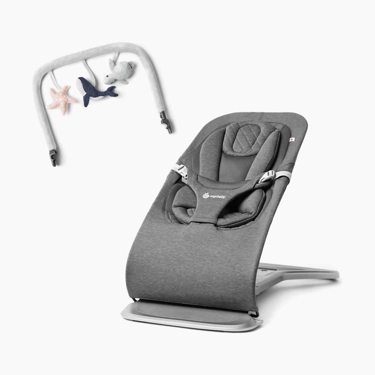 Ergobaby Evolve Bouncer & Toy Bar Bundle - Charcoal Grey.
