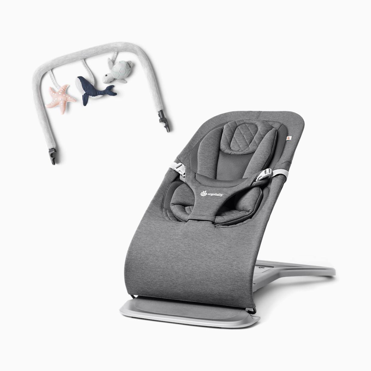 Ergobaby Evolve Bouncer & Toy Bar Bundle - Charcoal Grey.