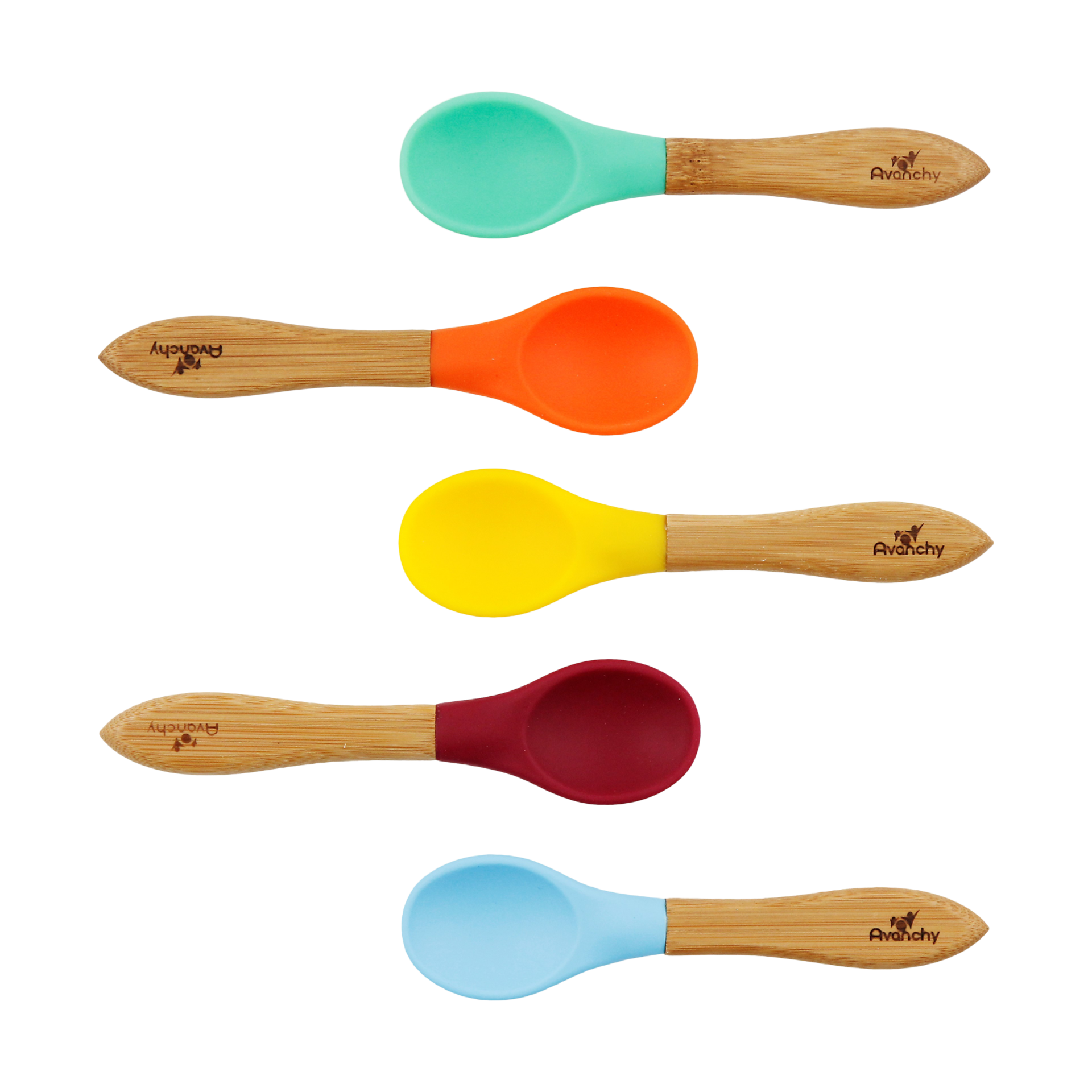 Avanchy Bamboo Baby Spoons (5 Pack) - Assorted--No Pink.