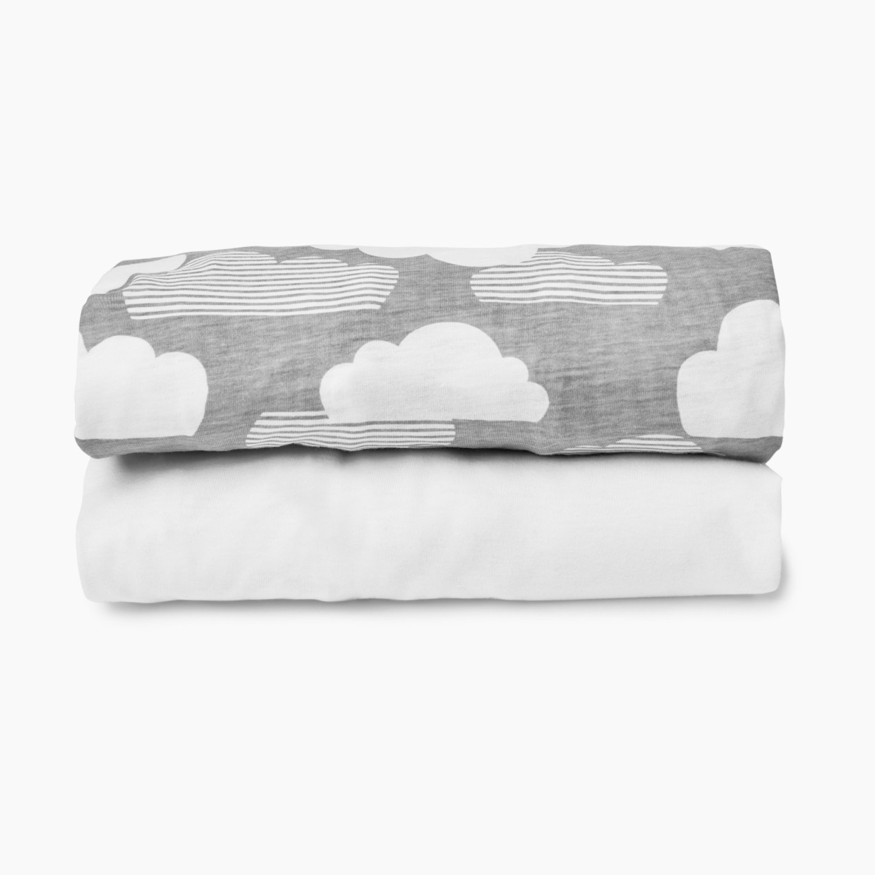 Skip Hop Play-to-Night Travel Crib Sheet Set - White/Grey Clouds.