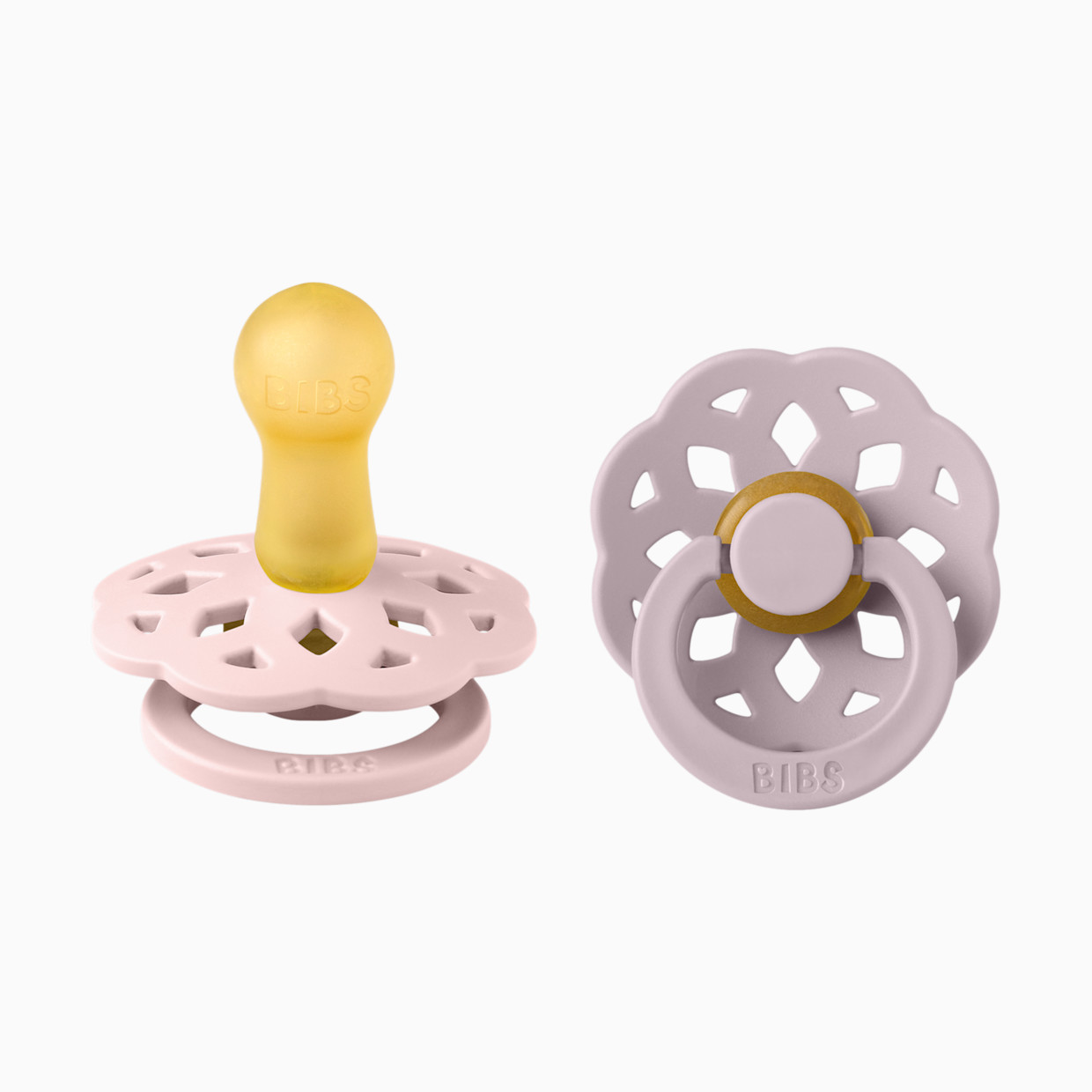 BIBS Boheme Natural Rubber Pacifier (2 Pack) - Blossom / Dusky Lilac, Size 1.