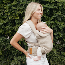 WildBird - Aerial Carrier - 7 to 45 lbs - for Moms, Dads & Caregivers - 100% Natural European Linen Fibers - Versatile & Adjustable - Small Size - Desert Lark Fabric