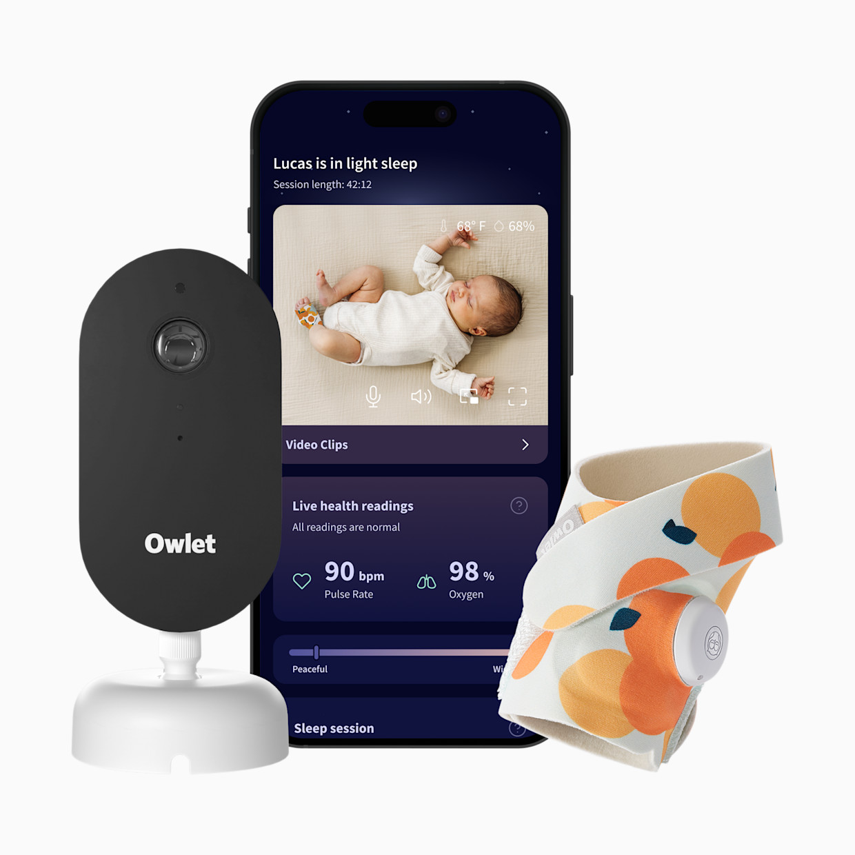 Owlet Dream Duo (Gen 3) Smart Baby Monitoring Bundle - Sweet Clementine.