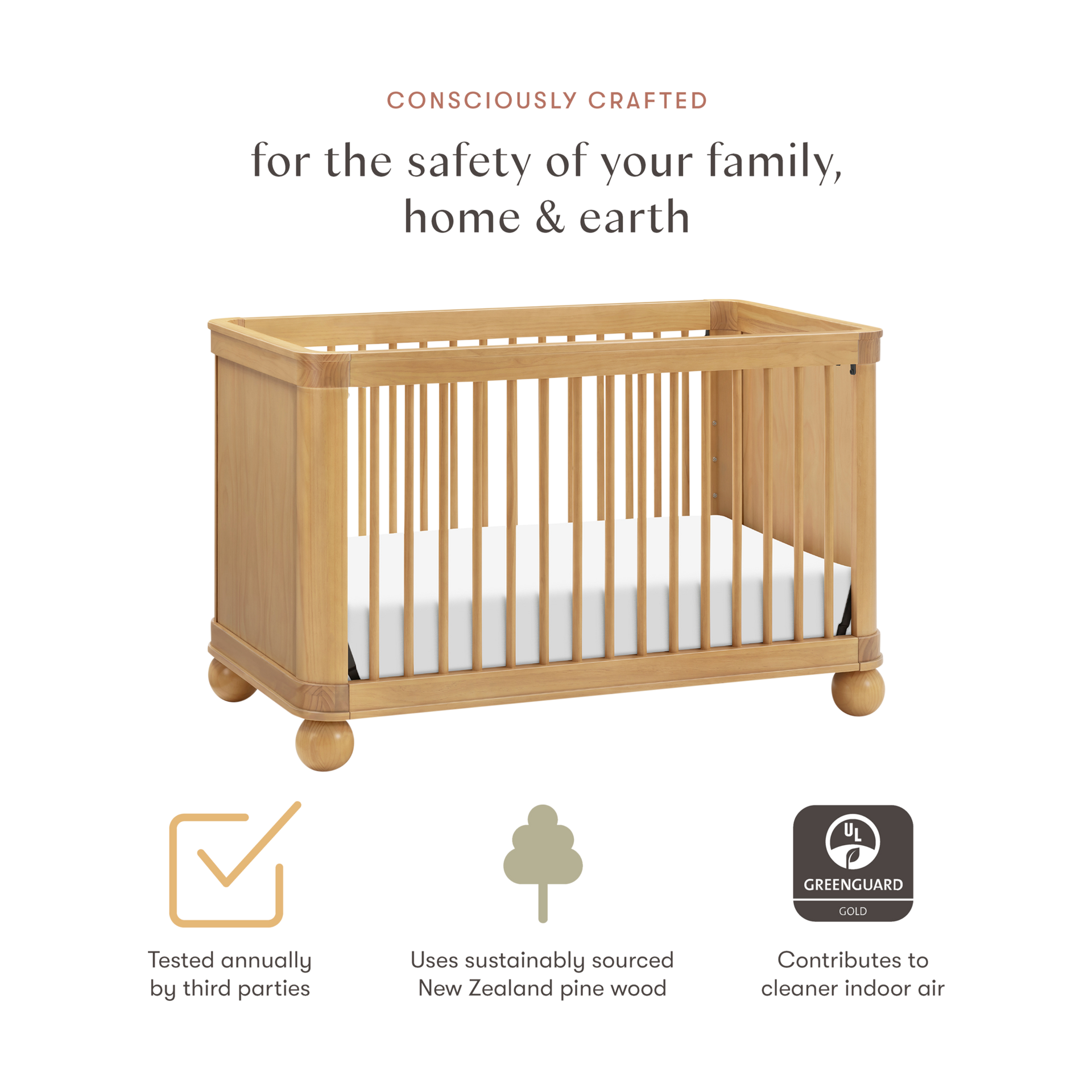 babyletto Crosby 3-in-1 Convertible Crib.