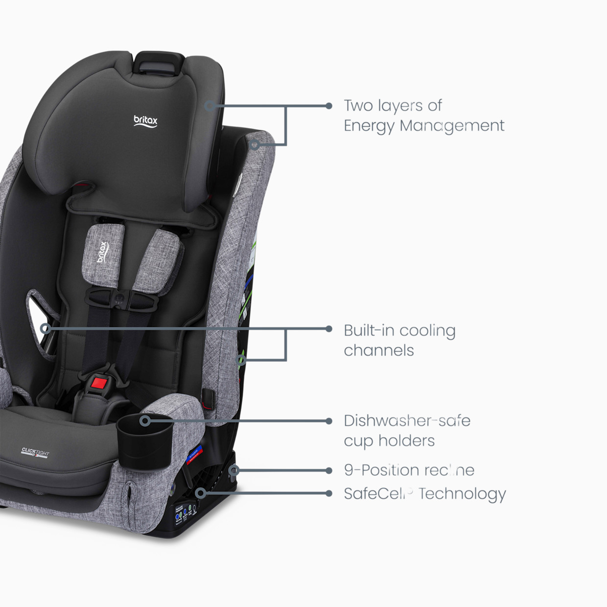 Britax One4Life Slim All-In-One Car Seat - Mineral Grey.