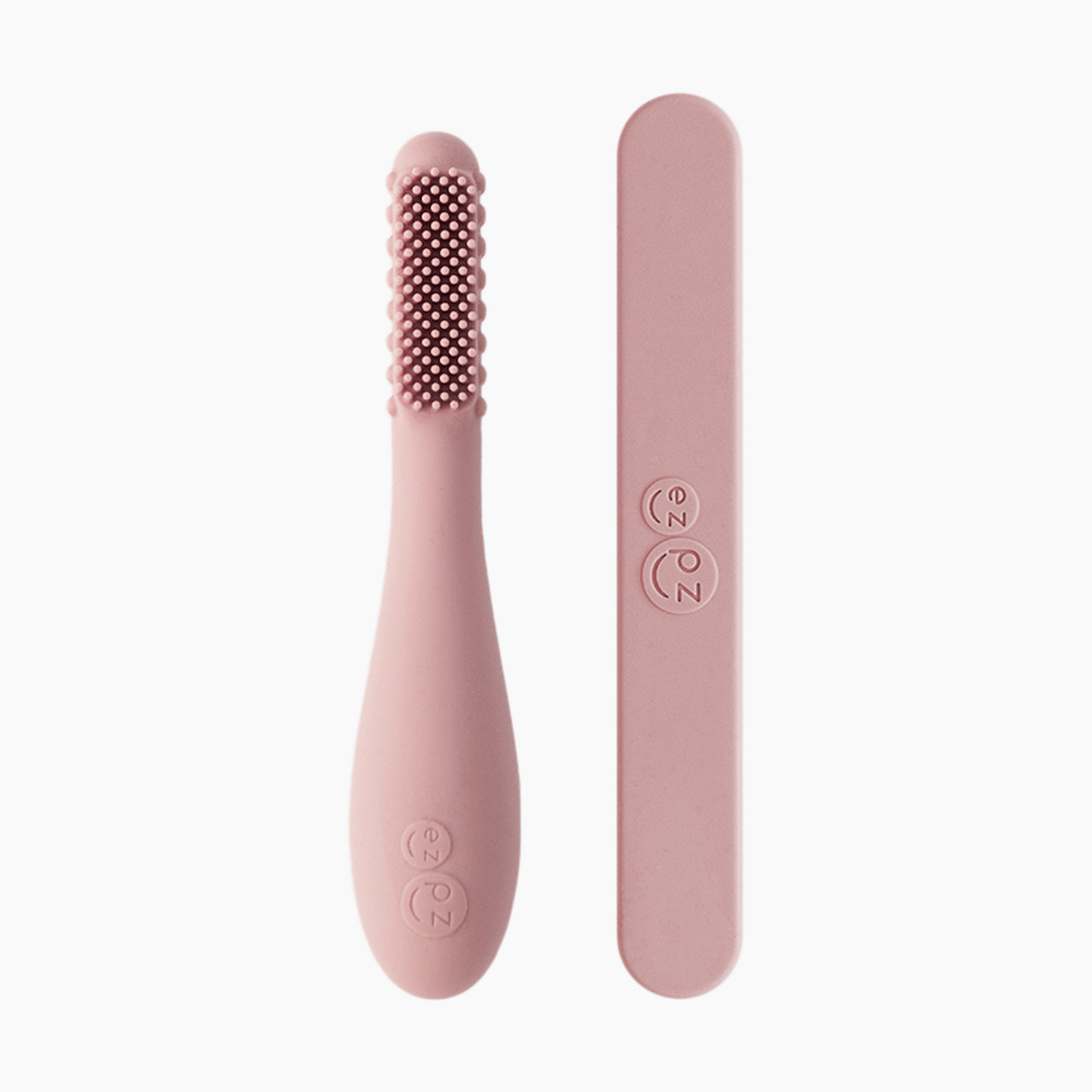 ezpz Baby-Led Toothbrush + Sensory Tongue Depressor Dual Pack - Blush.