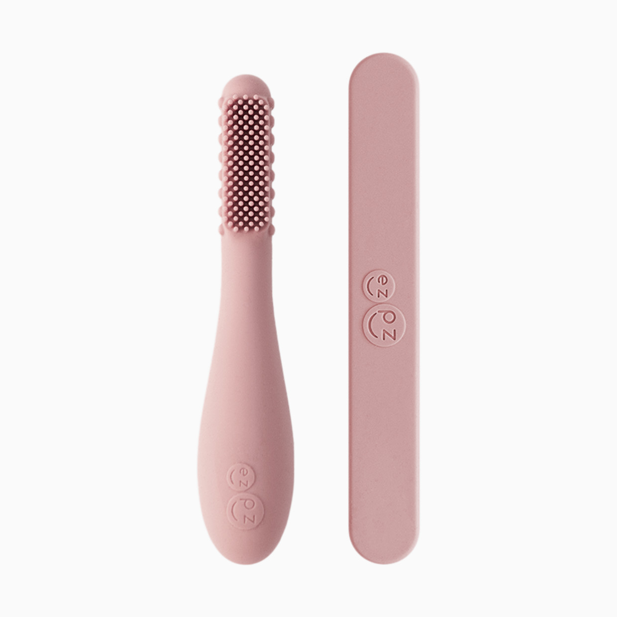 ezpz Baby-Led Toothbrush + Sensory Tongue Depressor Dual Pack - Blush.