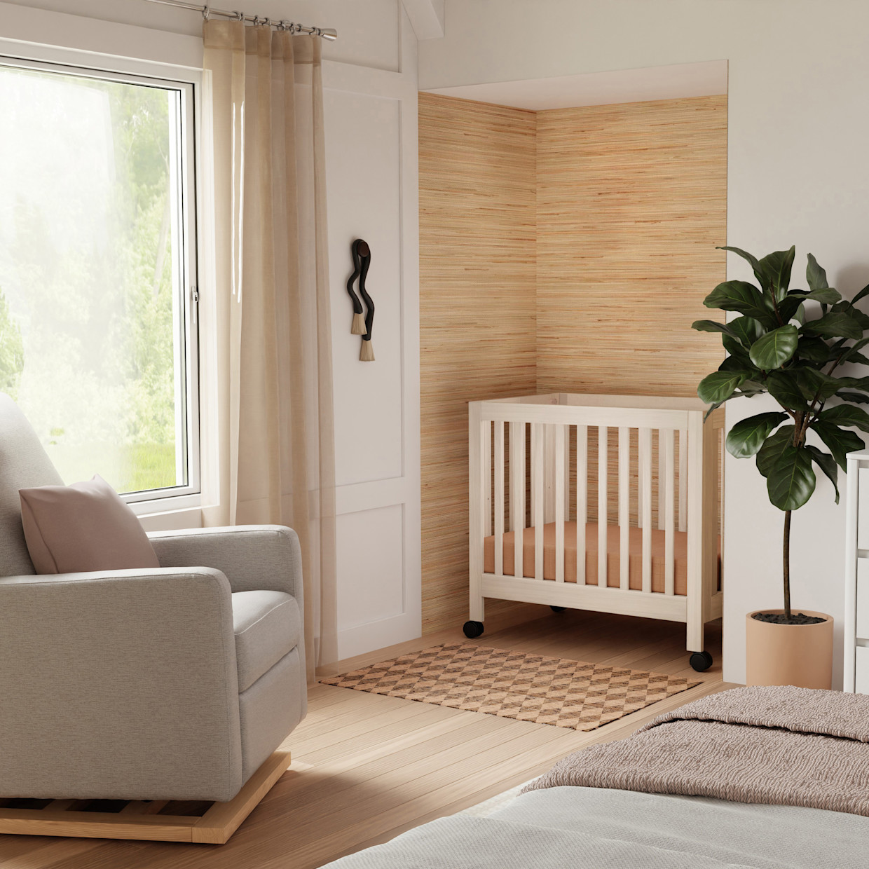 babyletto Origami Mini Crib - Washed Natural.