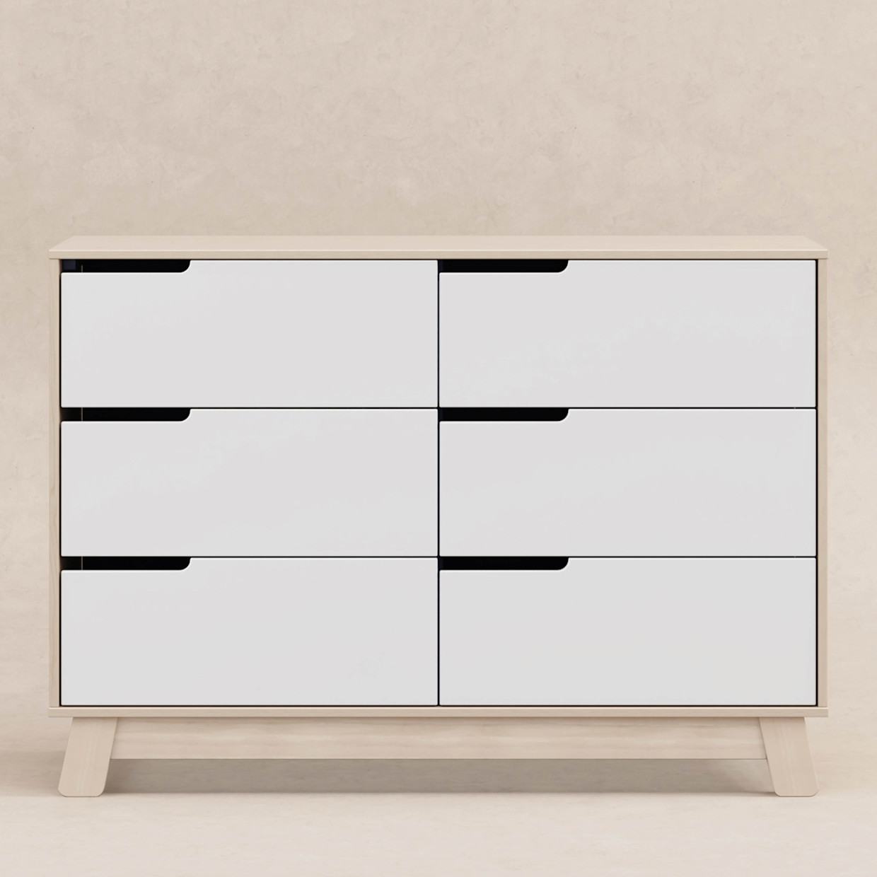 babyletto Hudson 6-Drawer Double Dresser - Washed Natural / White.