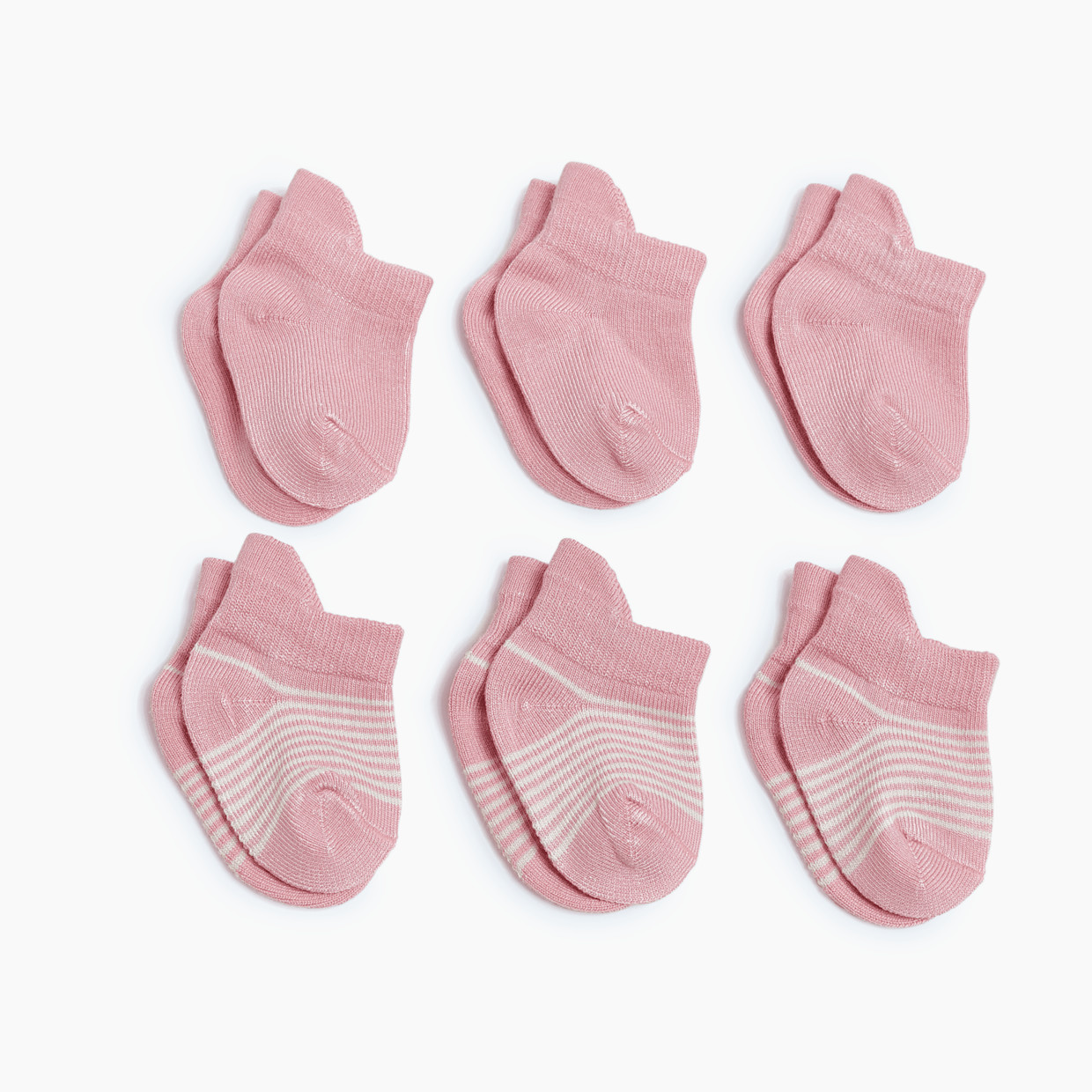 Tiny Kind Bamboo 6-Pack Socks - Pink, 0-3 M.