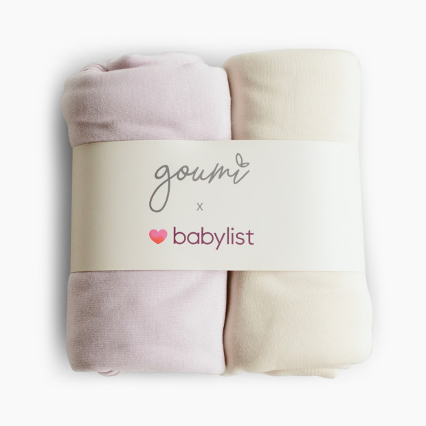 Goumi Kids x Babylist Muslin Swaddle Set (2 Pack) - Lilac + Oat, 40x40".