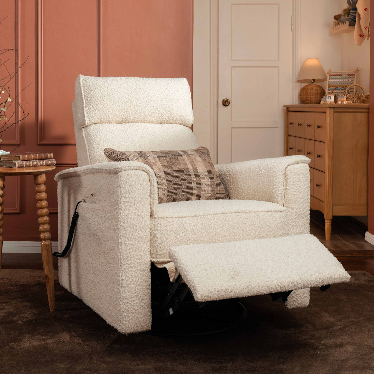 Namesake Willa Deluxe Power Recliner and Swivel Glider - Performance Ivory Boucle.