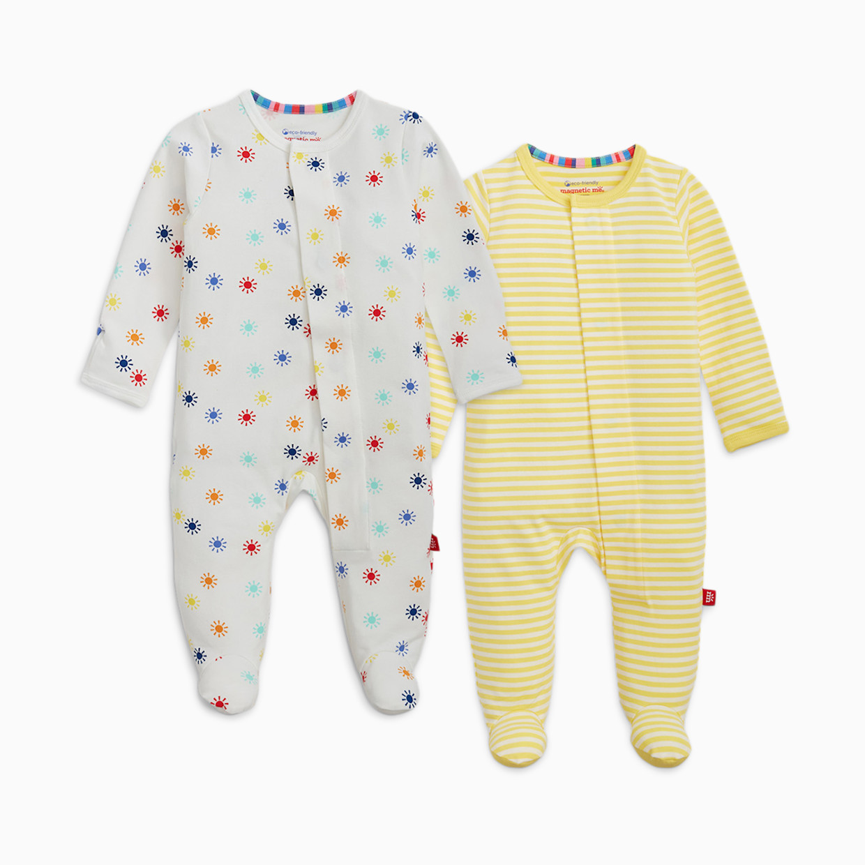 Magnetic Me Cloudstretch Magnetic Footie (2-Pack) - Yellow Multi, Newborn.