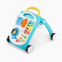 Baby Einstein Musical Mix ‘N Roll Learning Walker, 4-in-1 Push Walker, Activity Center, Toddler Table & Floor Toy, 6-36 Months, Blue