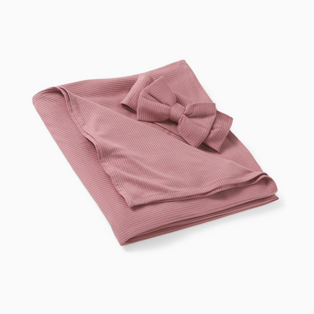 Little Sleepies Swaddle & Luxe Bow Headband Set - Rosewood, One Size.
