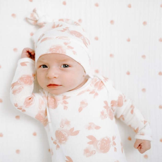 Aden + Anais Snuggle Knit Knotted Gown and Hat Set - Rosettes.