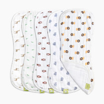 5-Pack Muslin Burp Cloths Baby Boy, Girl - Very Absorbent Baby Burp Cloth Rags, 8-Layers Viscose Derived from Bamboo Cotton Muslin Towel, Super Soft Spit Up Rags, No Shrink Washcloths (The Wild)