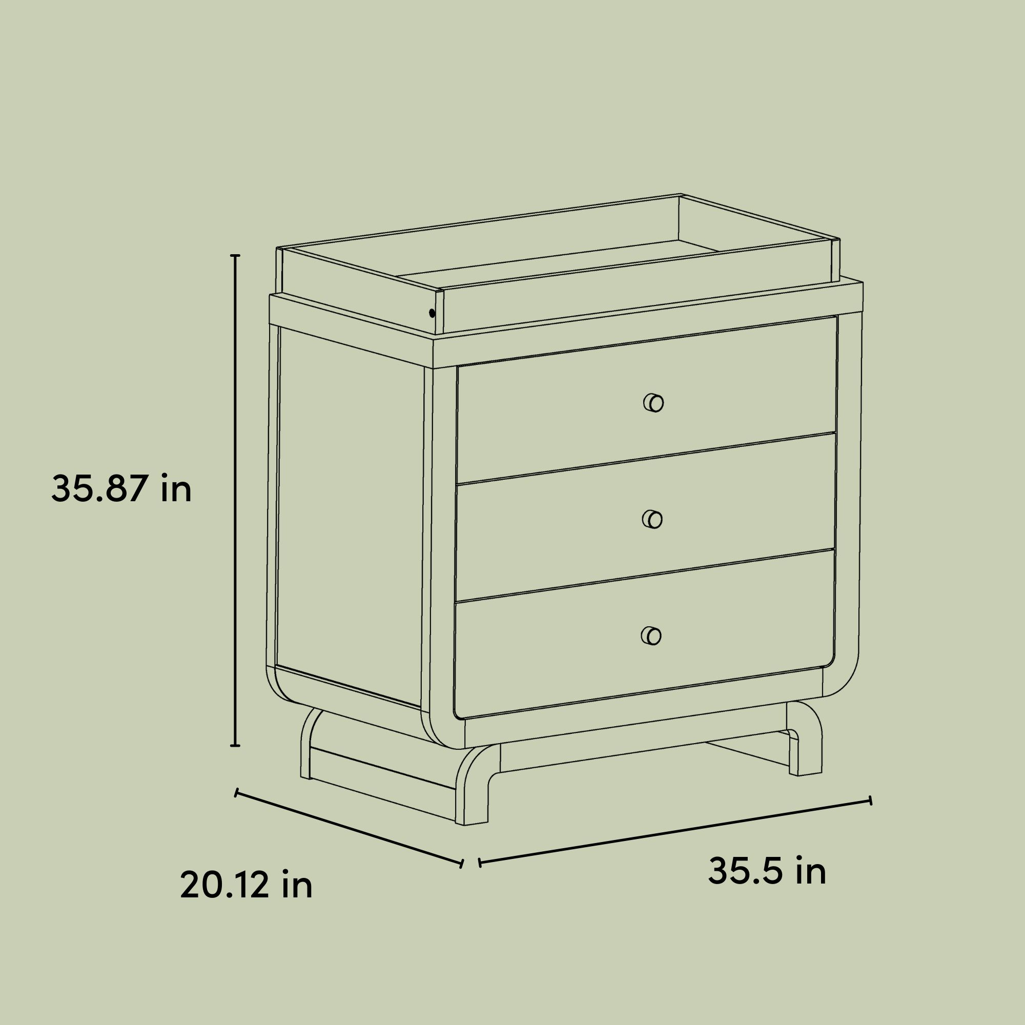 Storkcraft Santorini 3 Drawer Chest with Removable Changing Topper - Hazelnut.
