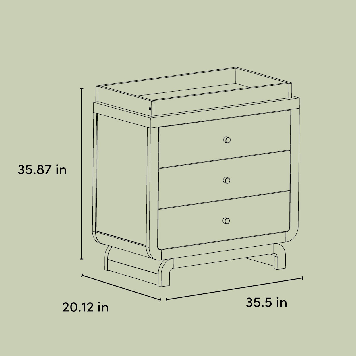 Storkcraft Santorini 3 Drawer Chest with Removable Changing Topper - Hazelnut.