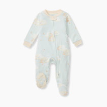 Burt's Bees Baby Boys' Sleep & Play PJs, 100% Organic Cotton One-Piece Zip Front Jumpsuit, Baby Boys Footie Pajamas & PJs