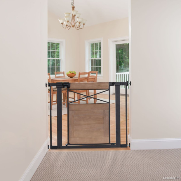 Safety 1st Easy Install Modern Farmhouse Gate - Grey Stain Finish.
