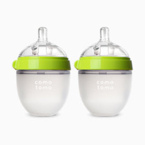 Comotomo Baby Bottle Double Pack, Green, 8oz
