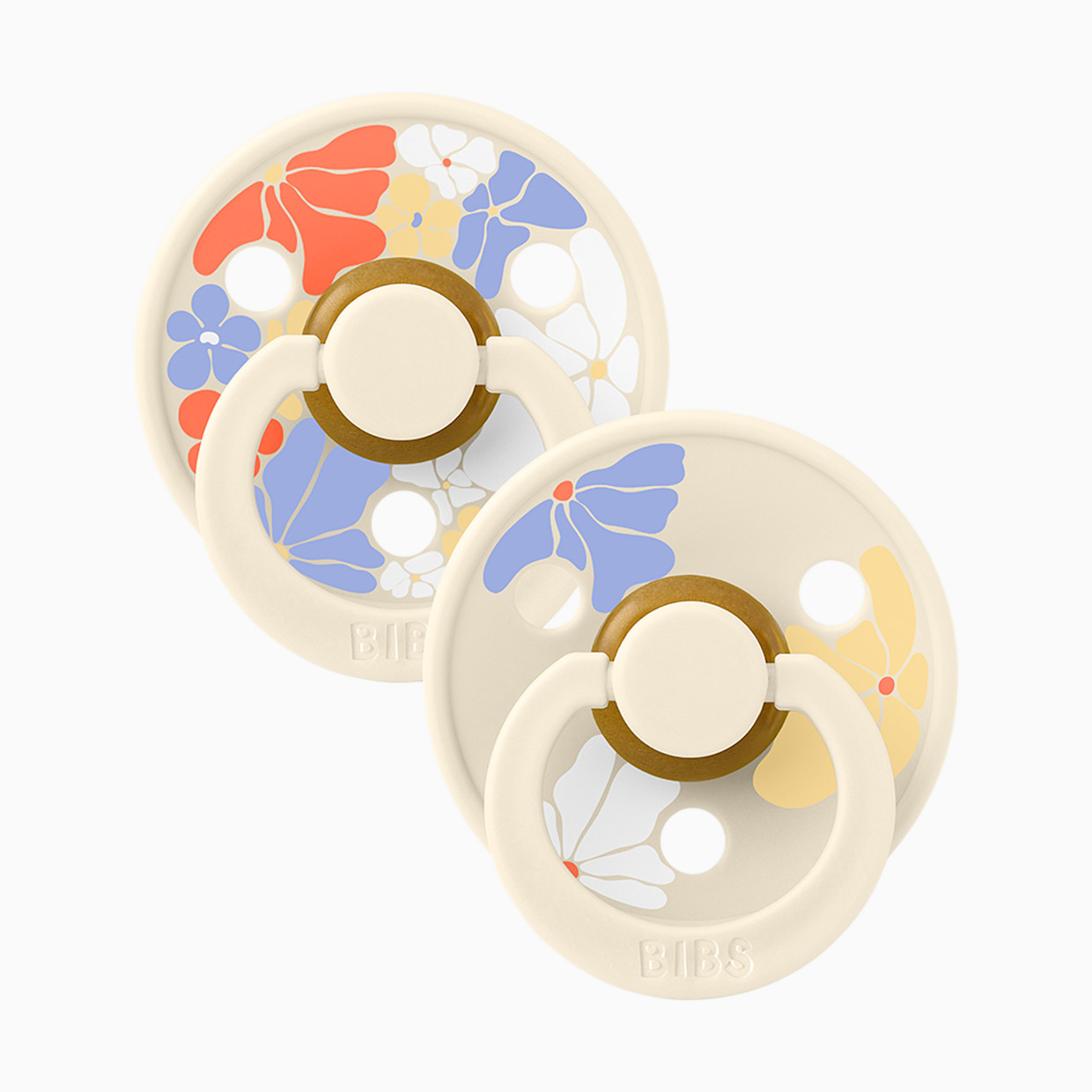 BIBS Studio Morning Bloom Colour Natural Rubber Pacificier (2-pack) - Ivory, Size 2.