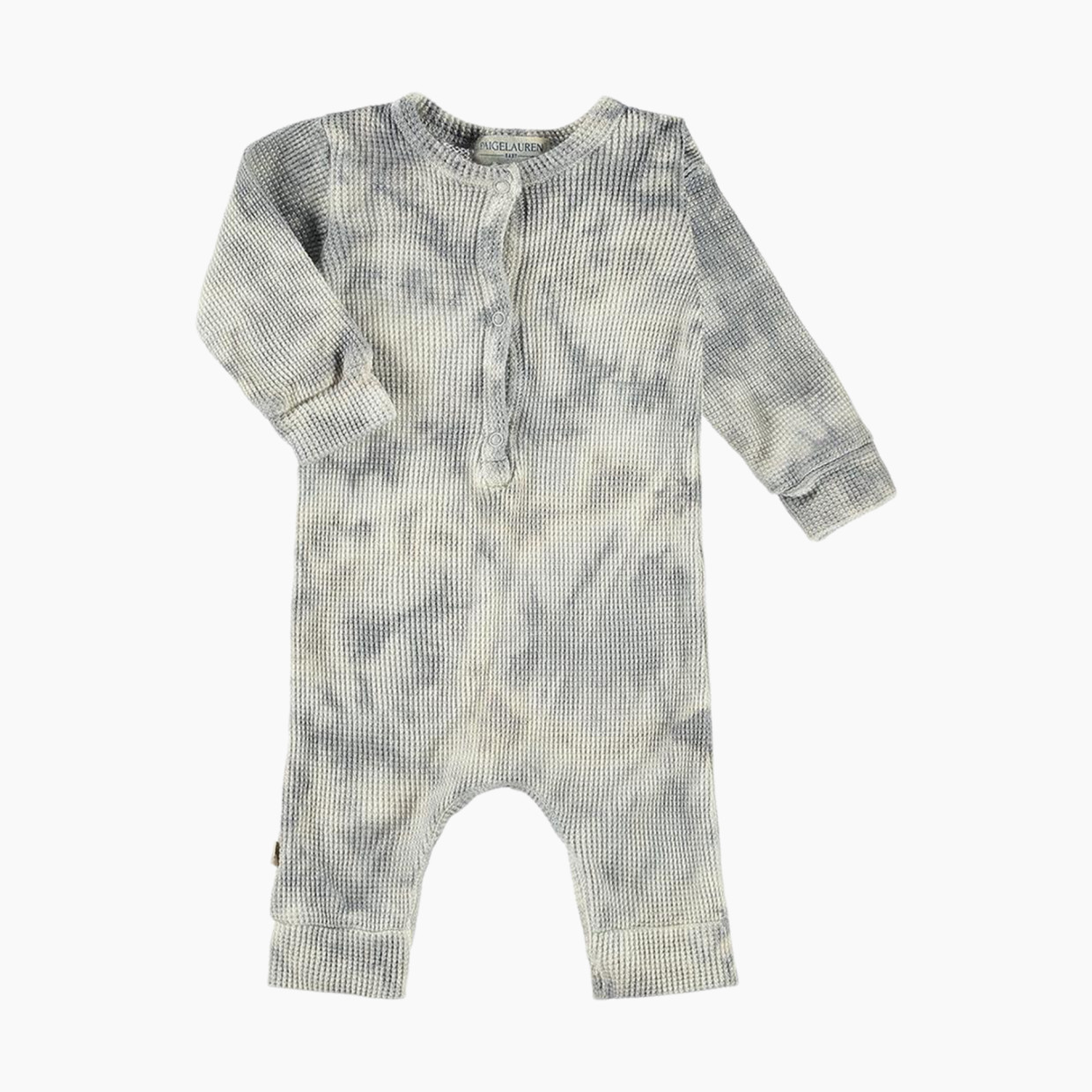 Paige Lauren Baby Organic Marble Thermal Henley Coverall-Cozy - Gray, 0-3m.