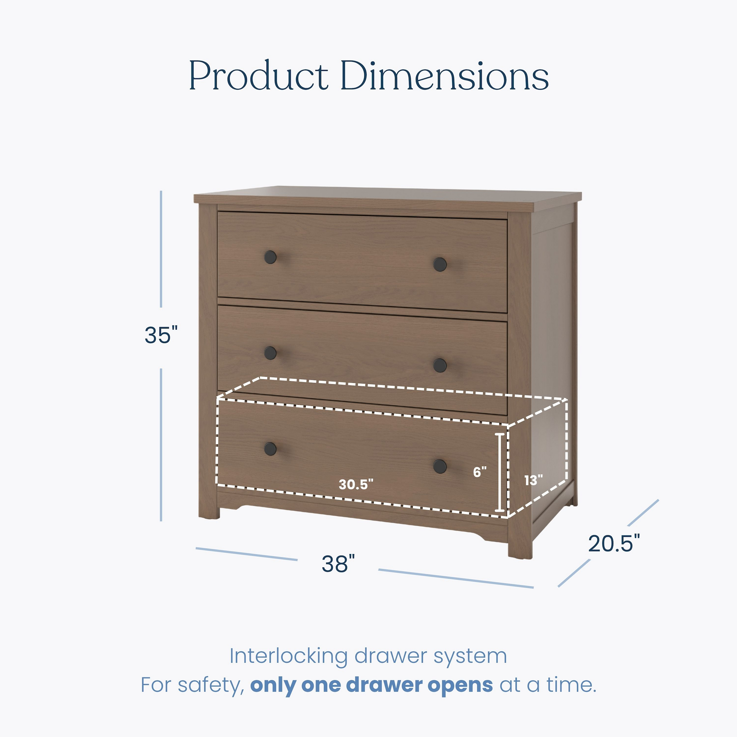 Child Craft Harmony 3-Drawer Dresser with Changing Table Topper - Dusty Heather.