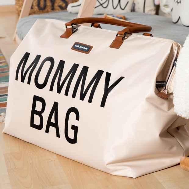 Childhome Mommy Bag, XL Diaper Bag - Off White & Black.