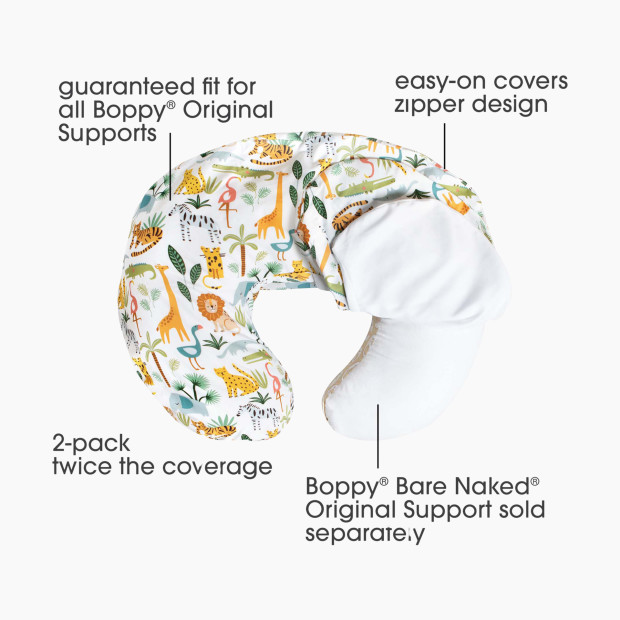 Boppy Original Support Nursing Pillow Cover and Protective Liner Bundle - Colorful Wildlife Pillow Line And Protective Cover.