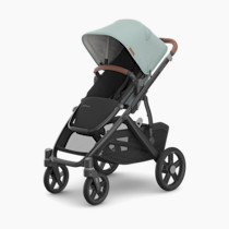 UPPAbaby Vista V3 Stroller - Full-Size Single-to-Double Stroller System - Toddler Seat, Bug Shield, Rain Shield, and Storage Bag Included - Kenzi (Mystic Aqua/Carbon Frame/Saddle Leather)