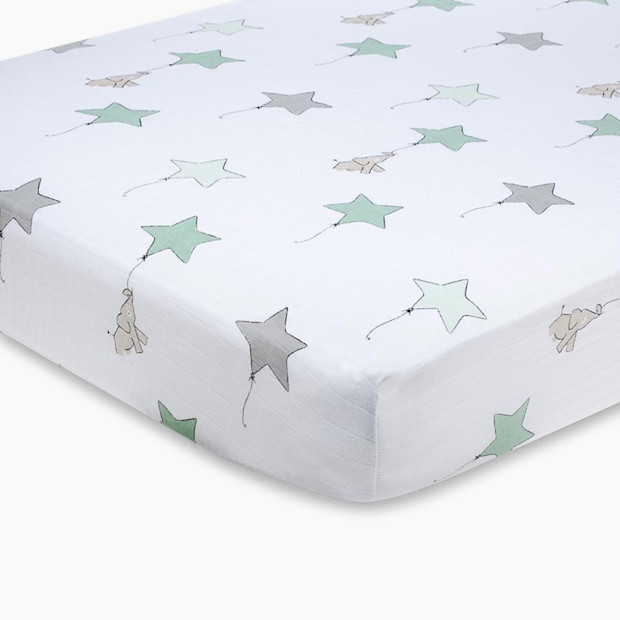 Aden + Anais Cotton Muslin Classic Crib Sheet - Up, Up & Away.