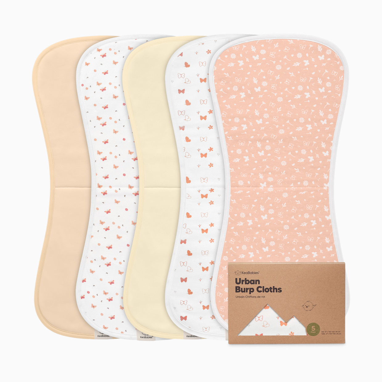 KeaBabies Urban Burp Cloths (5 Pack) - Butterflies.