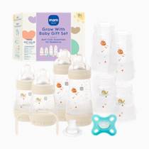 MAM Grow with Baby 15-Piece Gift Set, Newborn 0-4 Months, Anti-Colic Bottles and Silicone Nipples SkinSoft, Newborn Essentials Must Haves, Unisex